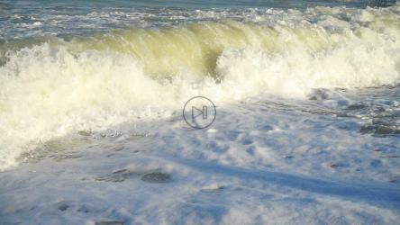 慢动作中破碎波浪的特写[]