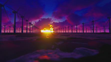 日落时的风力涡轮机场[4K]