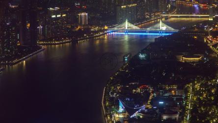 Illuminated bridge in the city[4K]