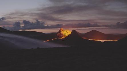 View of a calmed volcano after eruption[]