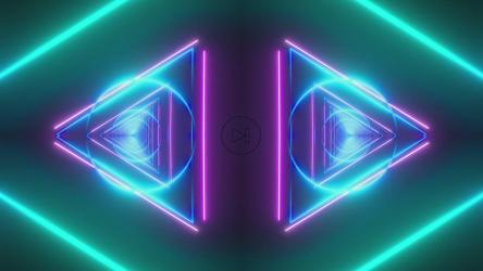霓虹灯三角形和圆形隧道[4K]