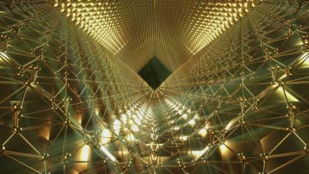 抽象的金色人物图案隧道[]