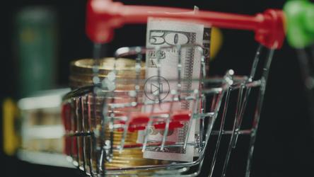 迷你购物车，里面有钱[]