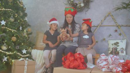 一位母亲和她的两个女儿在圣诞节[免费商用]