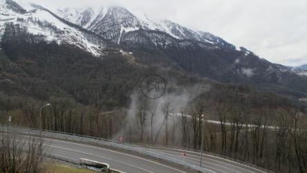 蒸汽从森林道路上升起[4K]