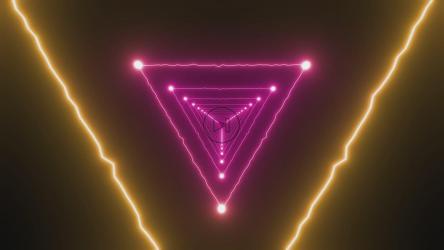 带彩色光线的三角形光隧道[4K]