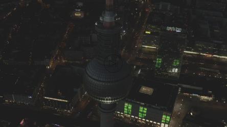 Alexanderplatz tower seen at night, spinning shot[4K]
