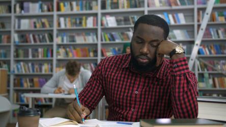 Man stressed during study[4K]