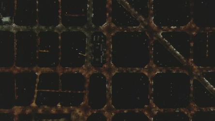 巴塞罗那城市街区夜晚，空中俯瞰[4K]