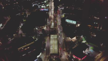 Aerial shot of a large avenue at night[免费商用]
