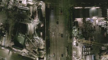 Streets of a city, viewed from above at night[4K]