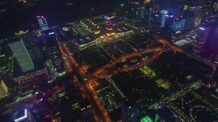 Aerial view of flashing buildings in Shenzhen[]