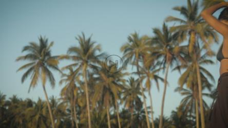 走在棕榈树前的女人[免费商用]