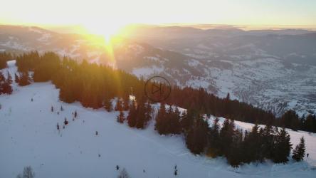 Aerial walk over snowy mountains[4K]