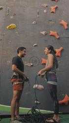 Two people talking before mountaineering[免费商用竖屏]