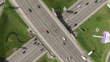 Aerial rotating view of highway junction[4K]