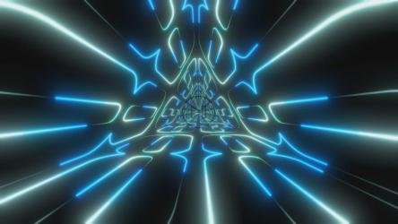 蓝色霓虹灯三角隧道[4K]