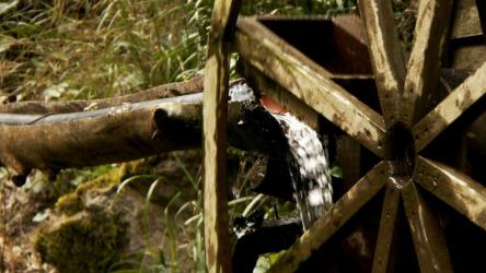 大自然中的水车，近距离观察[]