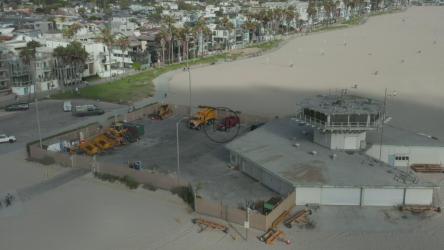 VolleyBall球场海滩区域的航拍[4K]