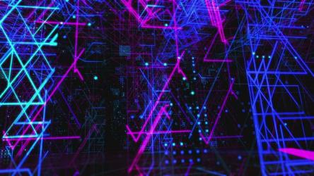 抽象舞台上的霓虹灯线条，循环视频[]