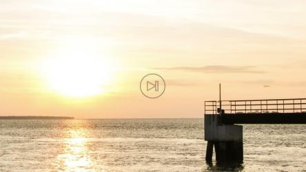 地平线上美丽的日落[]