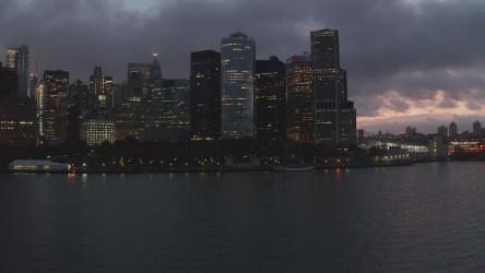 Manhattan skyline view over the water at night[4K]