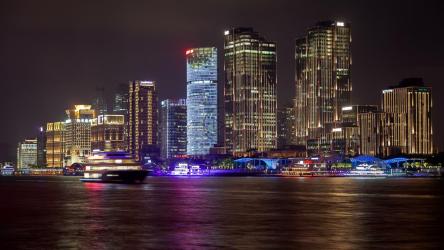 照亮上海港的中国船只[4K]