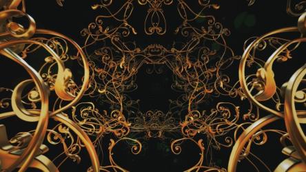 金色树枝形状的抽象隧道[4K]