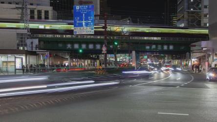 Street and railway station in fast motion[]