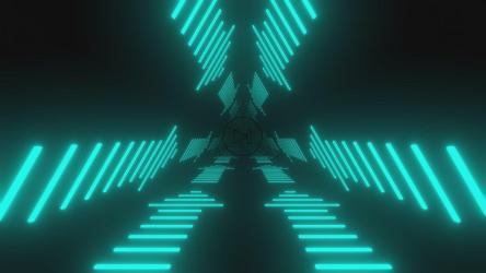 三角形隧道中的霓虹灯箭头[4K]