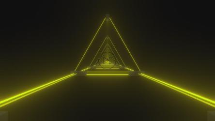 形成三角形的黄色光线隧道[4K]