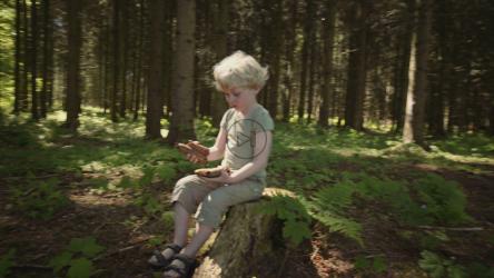 Young boy playing with sticks[4K]