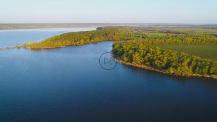Beautiful blue lake, aerial shot[4K]