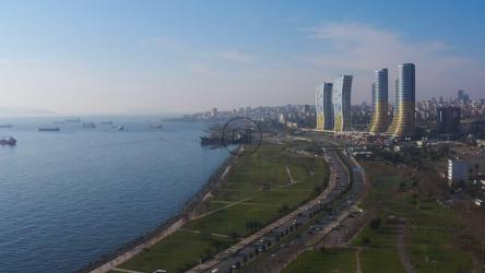 航拍中的海岸城市景观[4K]