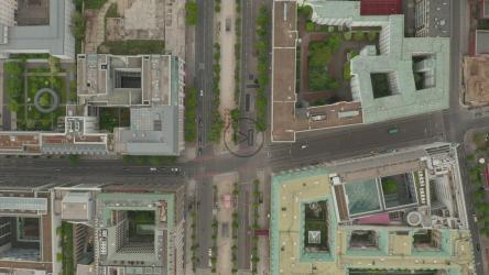 Top aerial shot of an empty city[4K]