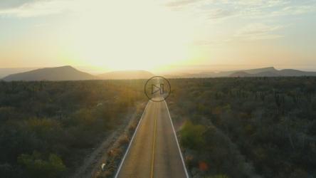 日落时自然中道路的对称图像[免费商用]