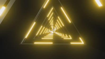 用黄色灯光穿过三角形3D[4K]