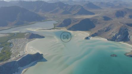 空中拍摄的阳光灿烂的河口[免费商用]