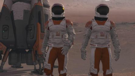 宇航员穿着宇航服在火星表面行走[]