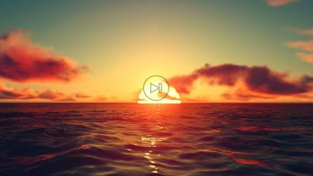 海上红色日落的三维模拟[]