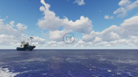 阳光下在公海航行的3D渔船[]