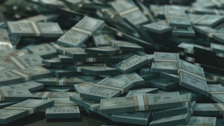 一堆美元钞票背景[]