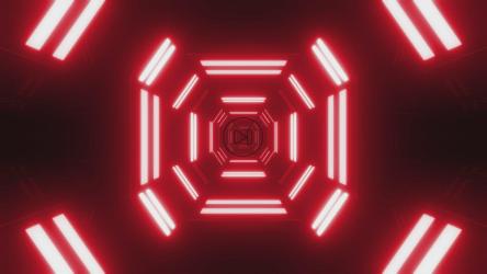 红色霓虹灯未来隧道[4K]