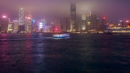 香港海港城市闪烁的建筑物[4K]