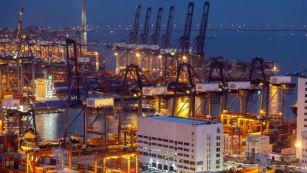 在香港集装箱港口从早到晚[4K]