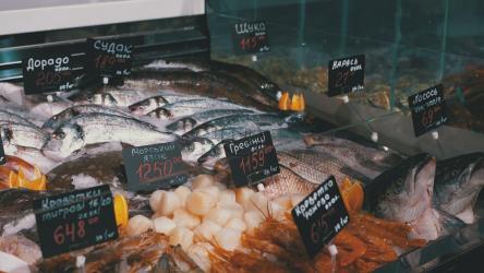 柜台里的鲜鱼准备出售[4K]