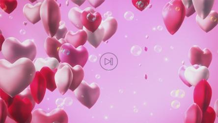 粉红色背景上漂浮的心形和气泡[4K]