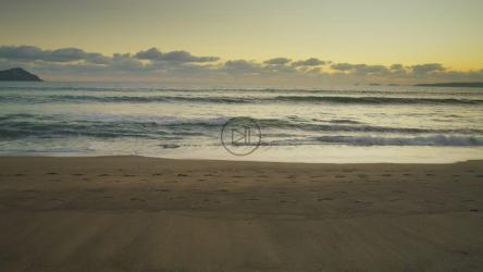 日落时分，一对情侣沿着海滩散步[免费商用]