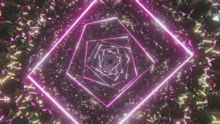 玻璃隧道和霓虹灯，3D[]