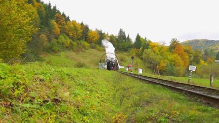一列老旧的蒸汽火车驶出隧道[]